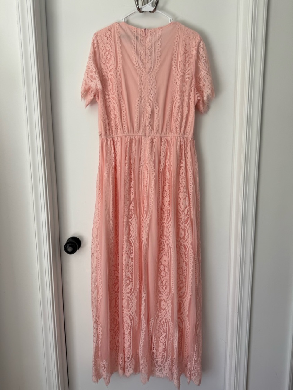 MEROKEETY Pink Lace Detail Dress
